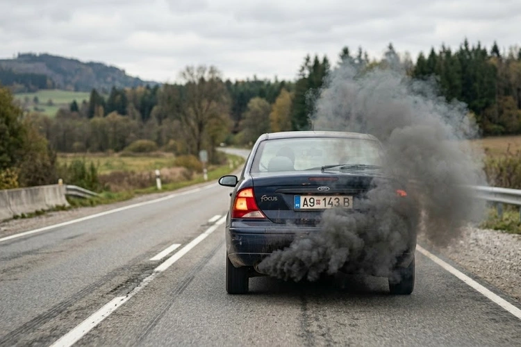 exhaust smoke colors meaning — white, blue, and black smoke from a car tailpipe