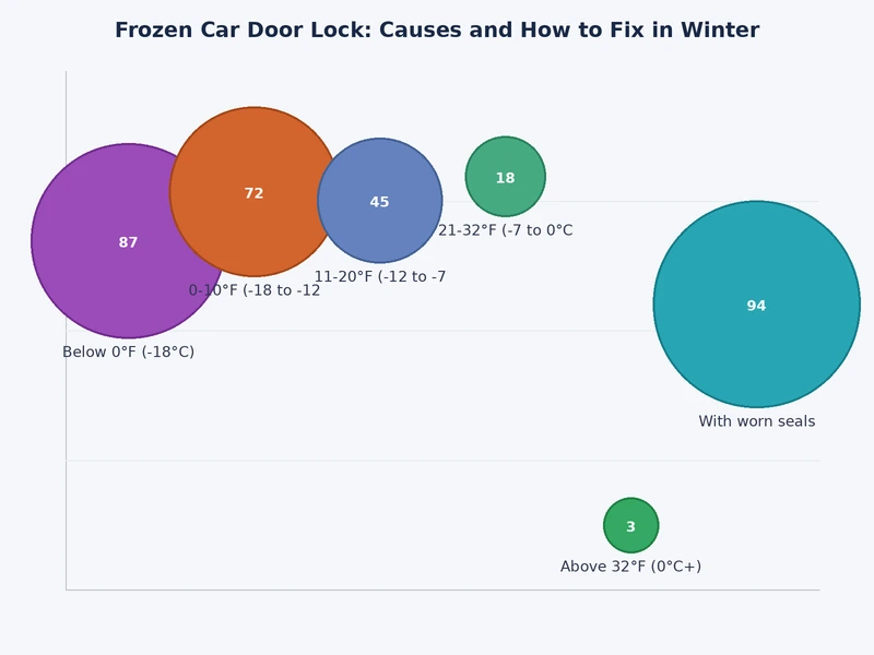 Comparison chart of frozen car door lock de-icing methods ranked by speed, cost, and risk level