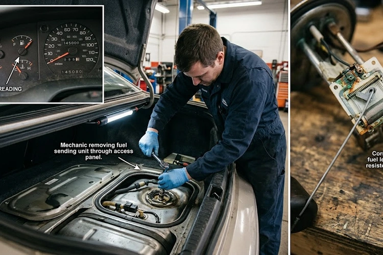 fuel gauge not working — dashboard needle stuck at empty after a full tank