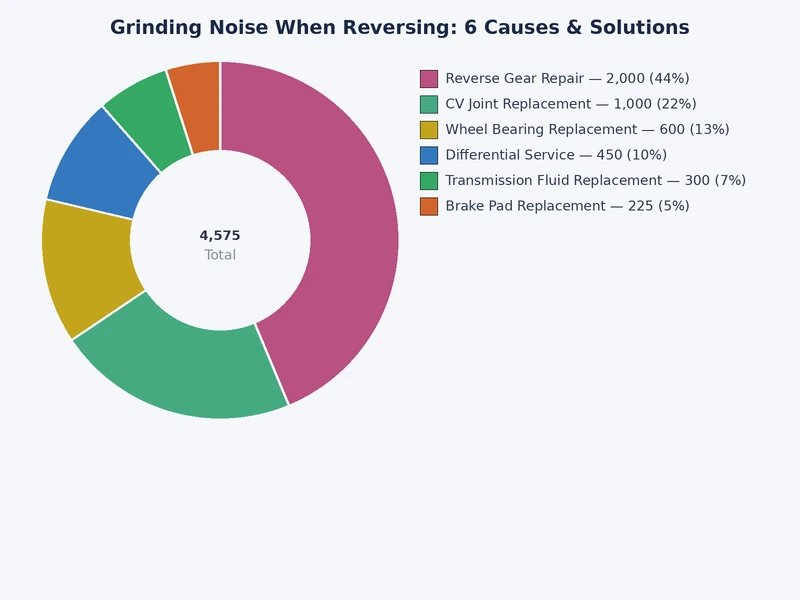 Bar chart comparing professional repair costs for six causes of grinding noise when reversing