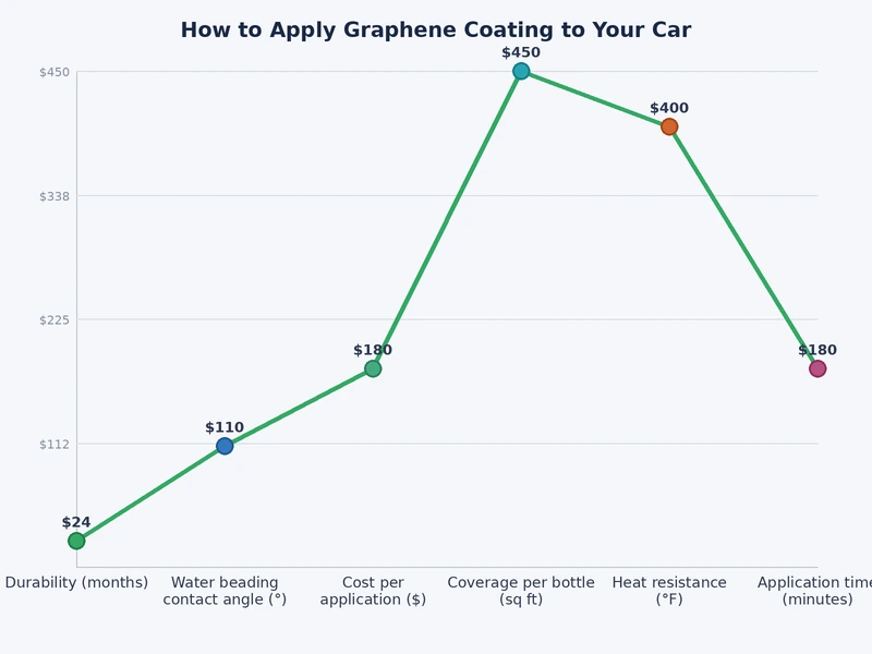 Bar chart comparing graphene coating vs ceramic coating performance across eight key metrics