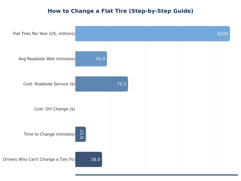 Chart comparing flat tire causes including nails, sidewall damage, valve stem failure, and road hazards