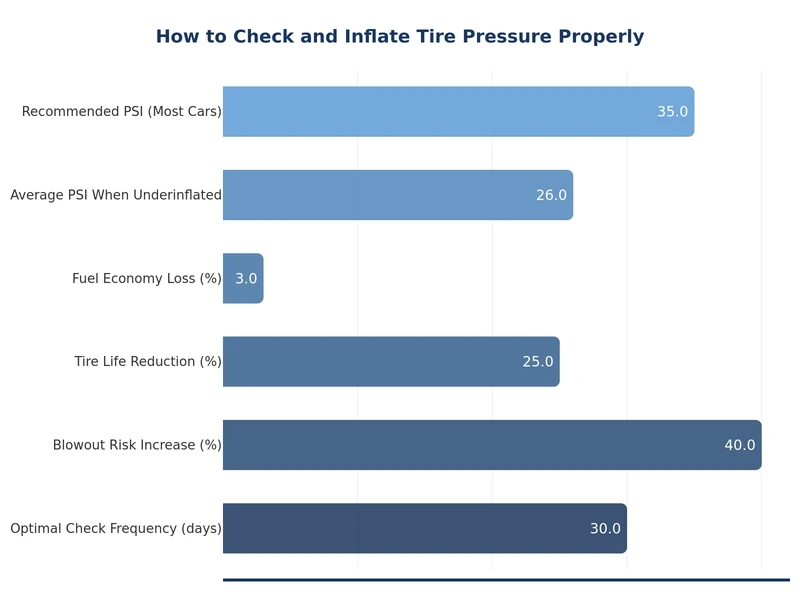 Chart showing tire pressure PSI recommendations by vehicle type