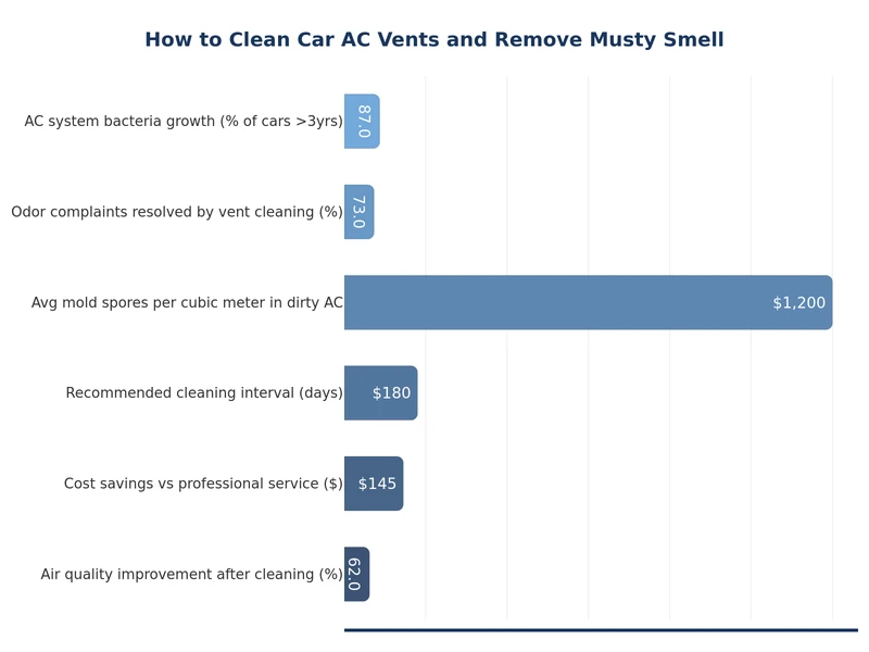 Bar chart showing common causes of car AC musty smell by frequency