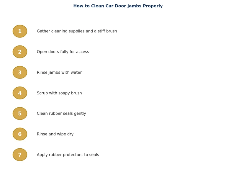 step-by-step process diagram for cleaning car door jambs