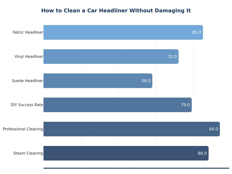 bar chart comparing effectiveness of car headliner cleaning methods