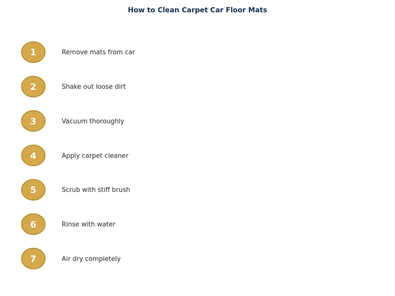 step-by-step process diagram for cleaning carpet car floor mats