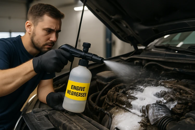 how to clean engine bay safely with degreaser and water