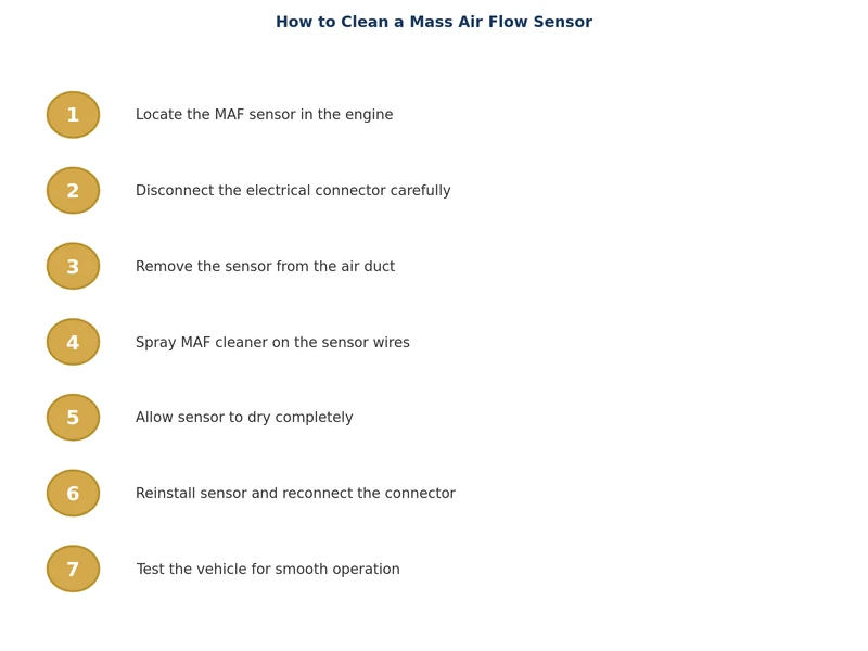 step-by-step process diagram for cleaning a mass air flow sensor