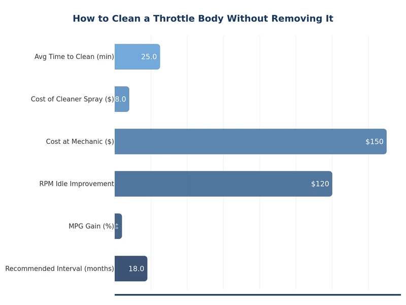 bar chart showing throttle body cleaning frequency by vehicle mileage intervals