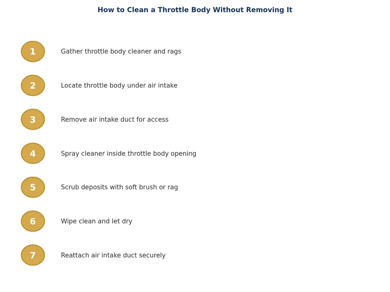 step-by-step process diagram for cleaning throttle body without removing it