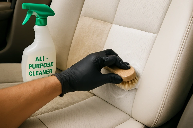 how to clean vinyl car seats with a microfiber cloth and cleaning solution