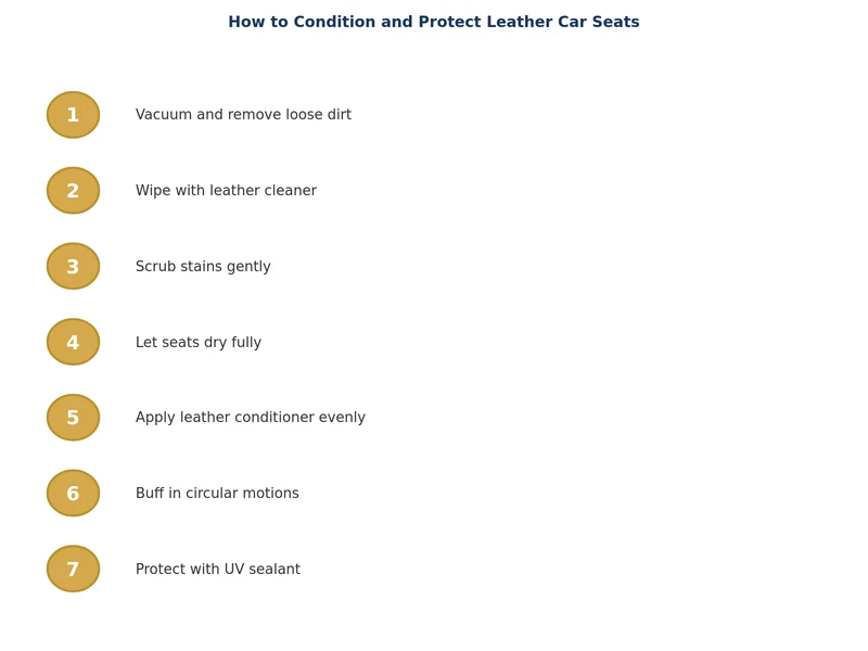 process diagram for how to condition leather car seats in five steps