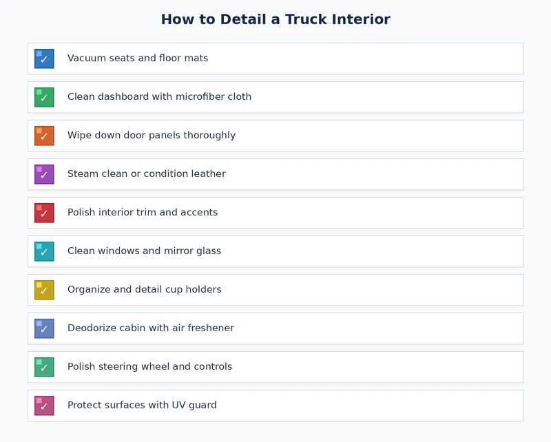 truck interior detailing checklist covering all cab zones and surfaces