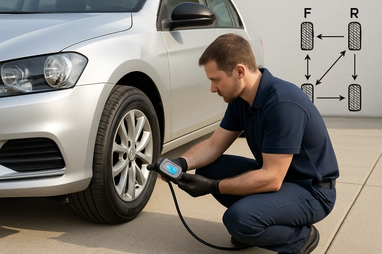 Close-up of a car tire tread showing how to make car tires last longer through proper maintenance