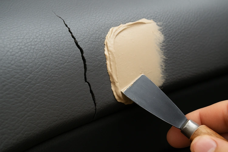 how to fix cracked car dashboard using vinyl filler and grain texture pad