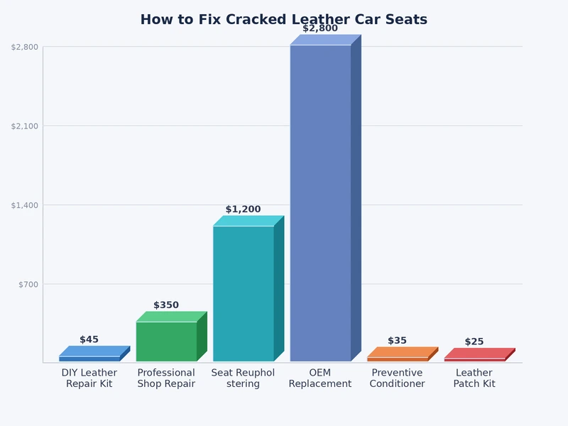 comparison chart showing repair difficulty, cost, and time for different levels of leather seat cracking