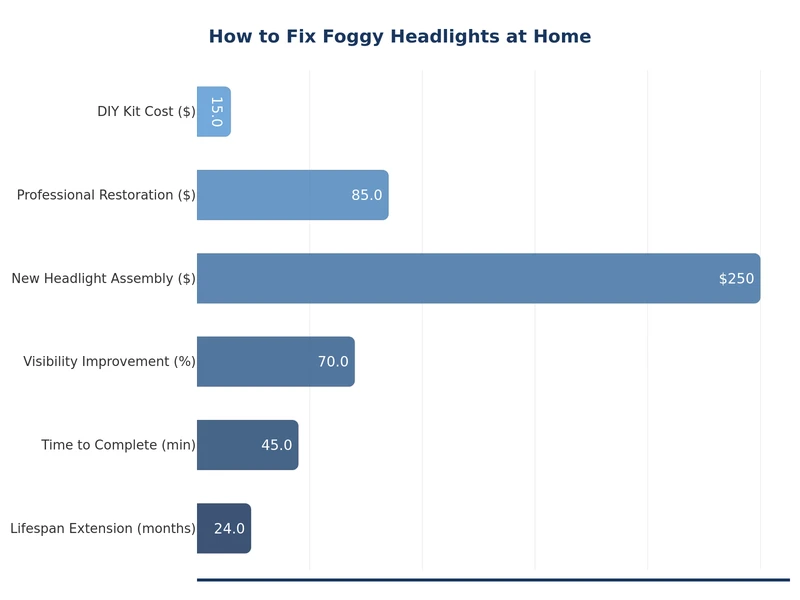 Bar chart comparing visibility loss at different levels of headlight oxidation