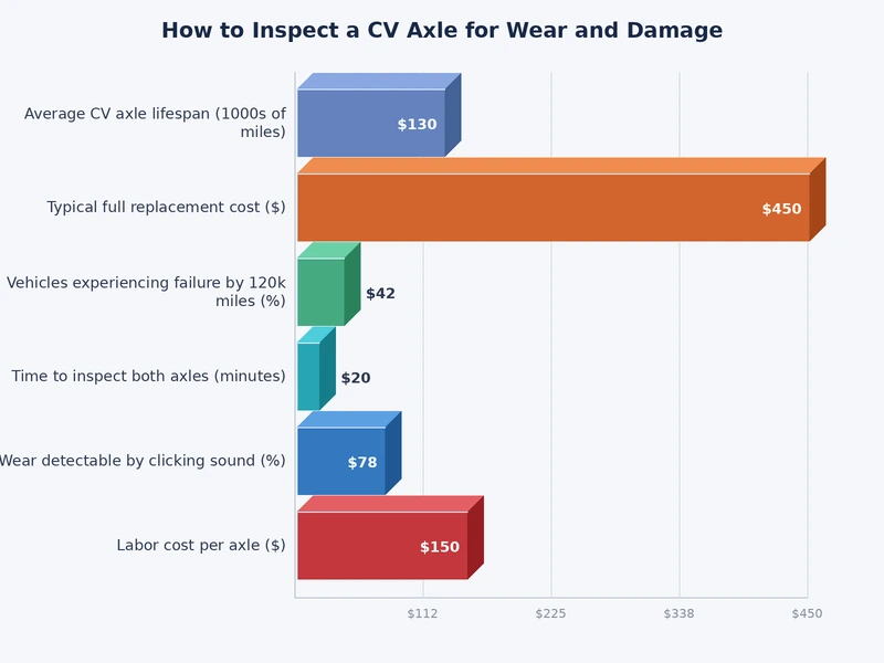 Bar chart comparing CV axle wear indicators by diagnostic reliability and failure frequency