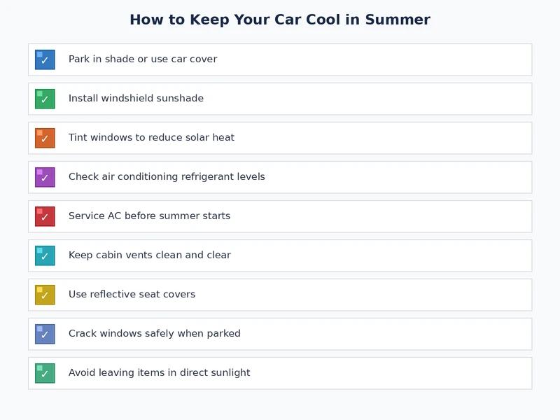 summer car cooling checklist showing key steps to keep car cool in summer