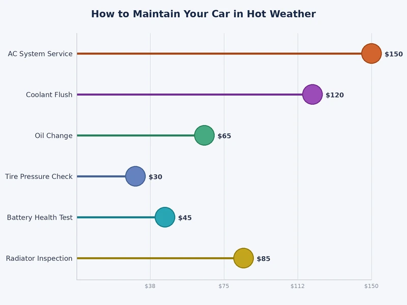 bar chart of hot weather car maintenance inspection frequency by component type