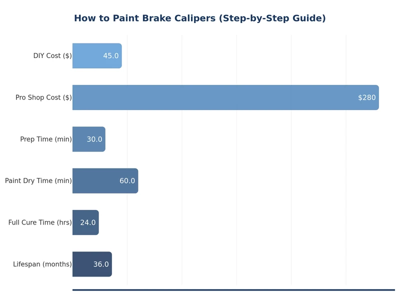 chart comparing caliper paint types by heat resistance durability and cost