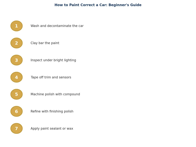 paint correction process diagram showing stages from wash to final protection