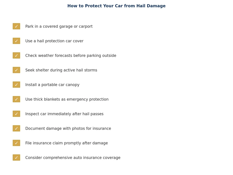 Hail damage protection checklist covering covers, shelter, alerts, and post-storm inspection steps