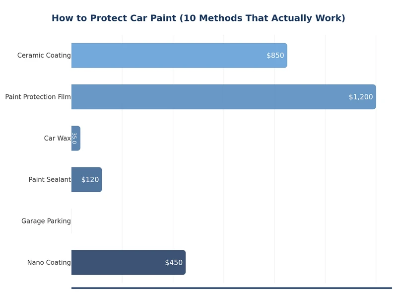 Chart comparing car paint protection methods by durability and cost