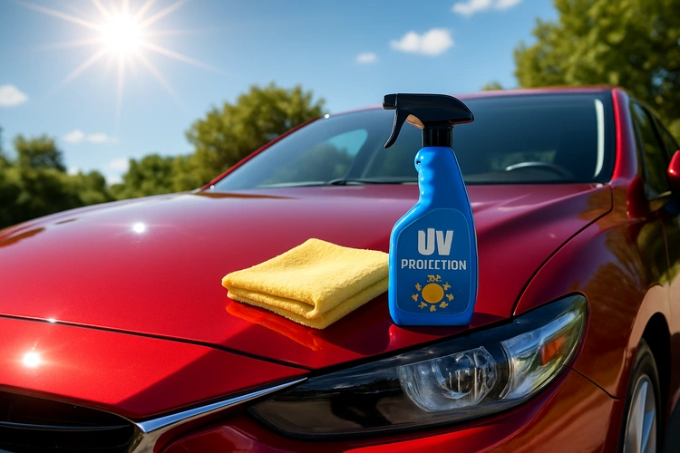 car parked under direct sunlight showing how to protect car paint from sun damage