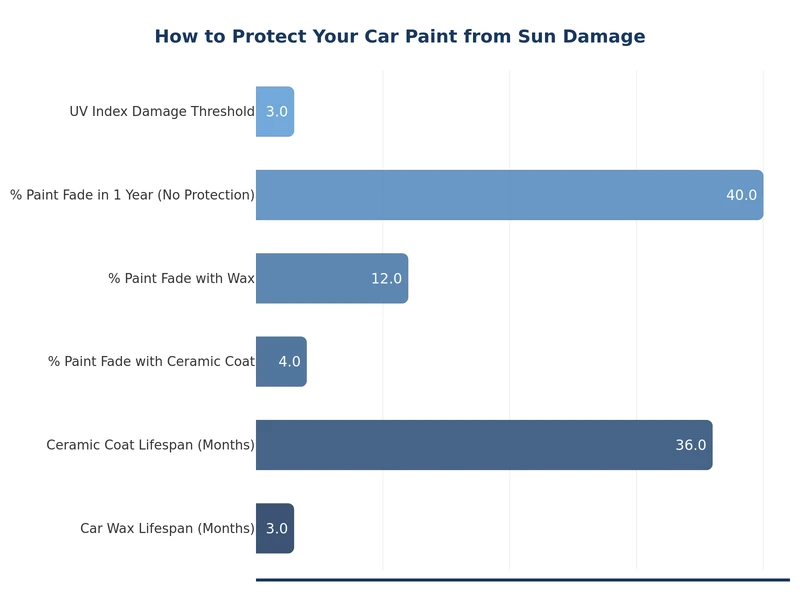 chart comparing sun damage protection methods for car paint durability and UV resistance