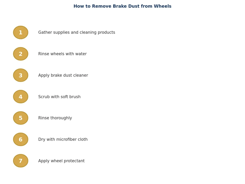 step by step process diagram for removing brake dust from wheels