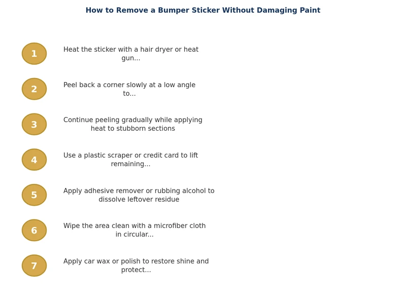 step by step process diagram for how to remove bumper sticker from car