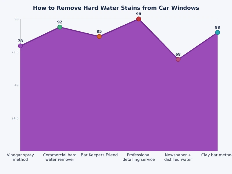 Bar chart comparing hard water stain removal methods by cost effectiveness and difficulty level