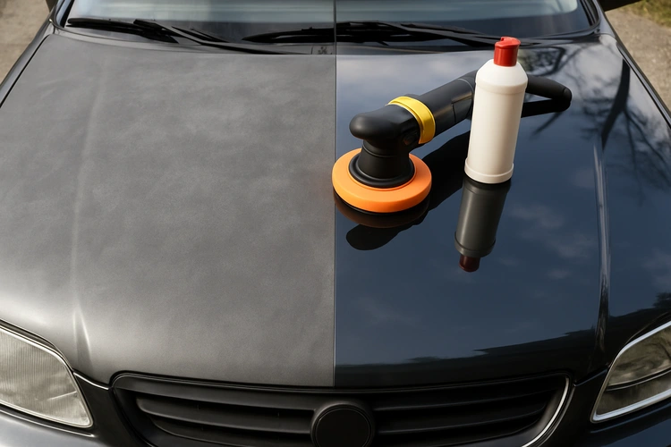 oxidized car paint before and after removing oxidation