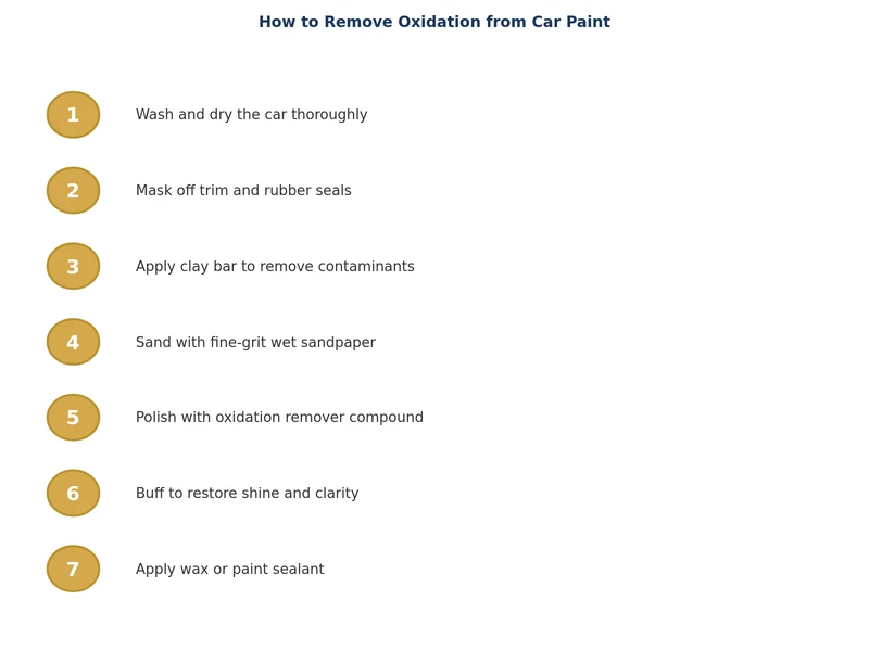 step-by-step process diagram for removing oxidation from car paint