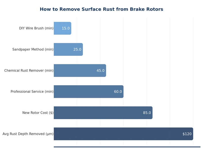 chart comparing rust severity levels on brake rotors and recommended treatment methods
