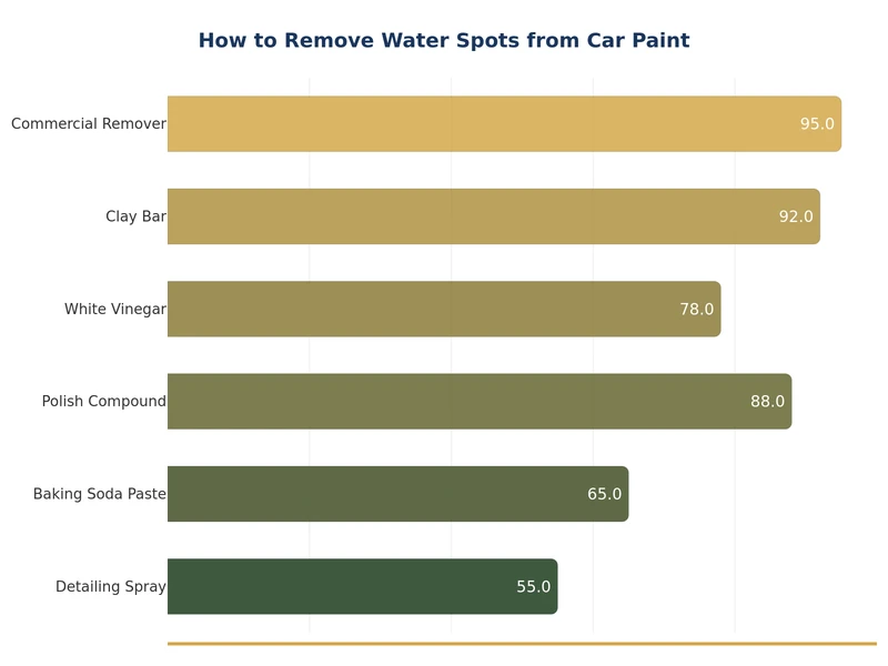 chart comparing water spot removal methods by difficulty and effectiveness