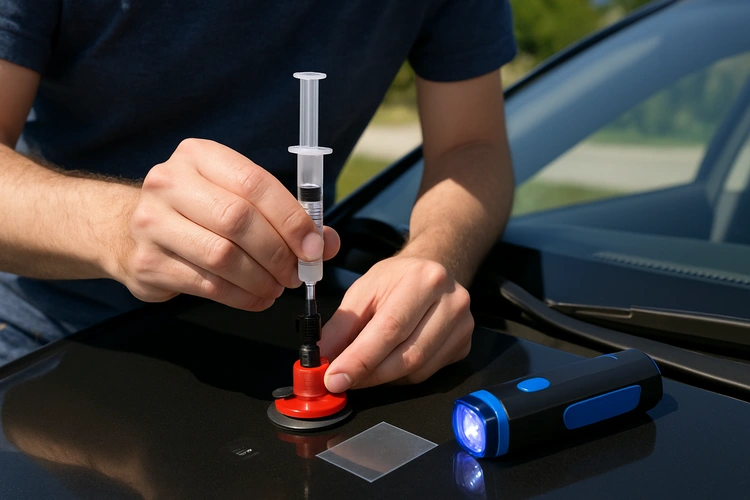 how to repair windshield chip yourself using a DIY resin repair kit