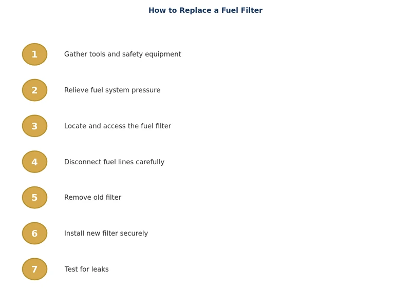 step-by-step process diagram for fuel filter replacement