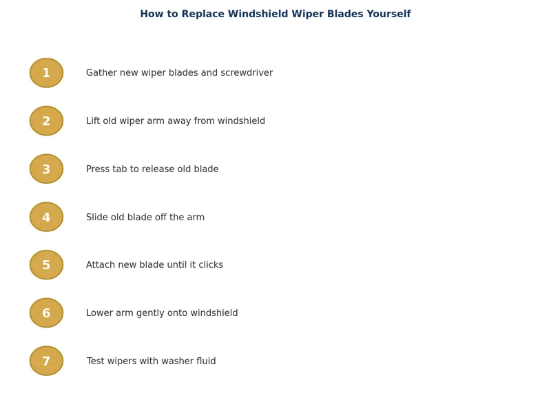 step by step process diagram for replacing windshield wiper blades