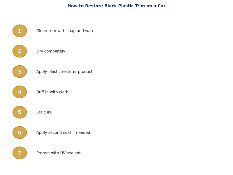 step by step process diagram for restoring faded black plastic trim on car