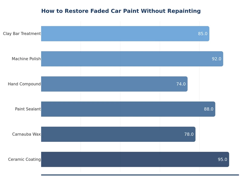 comparison chart showing paint restoration methods from light polish to heavy compound by fading severity