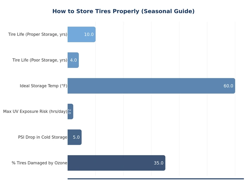 Chart comparing tire degradation rates under different storage conditions