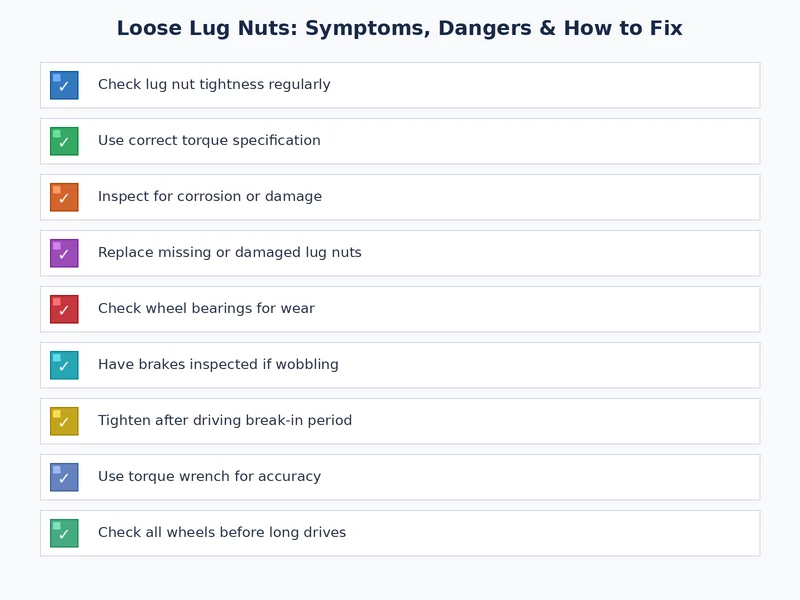 Loose lug nuts symptoms inspection and torque verification checklist for proper wheel fastener service