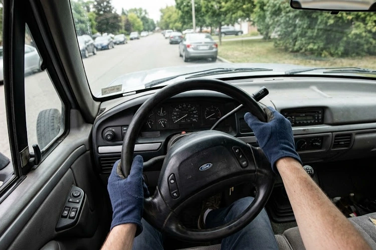 Close-up of steering rack and tie rod end components causing a loose steering wheel