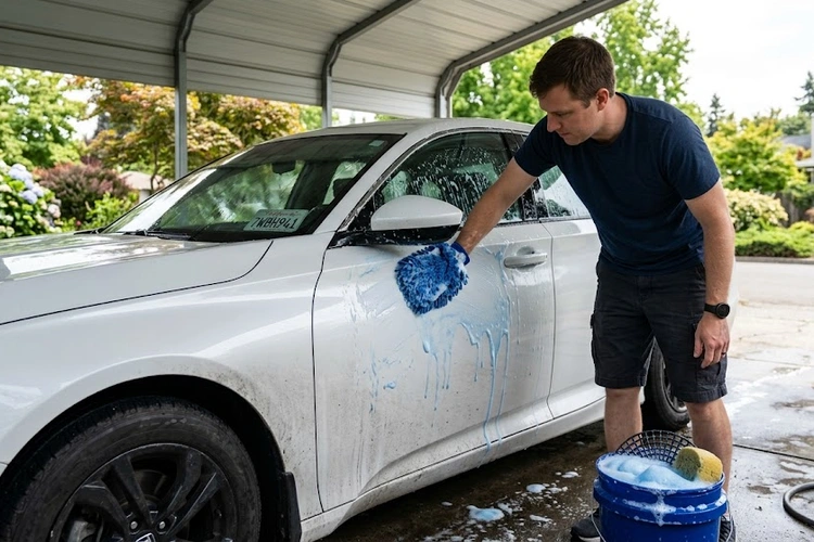 Low brake fluid symptoms: brake fluid reservoir showing level below minimum line