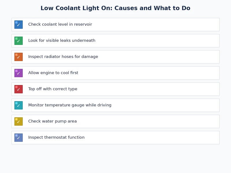 Low coolant light on diagnostic and response checklist