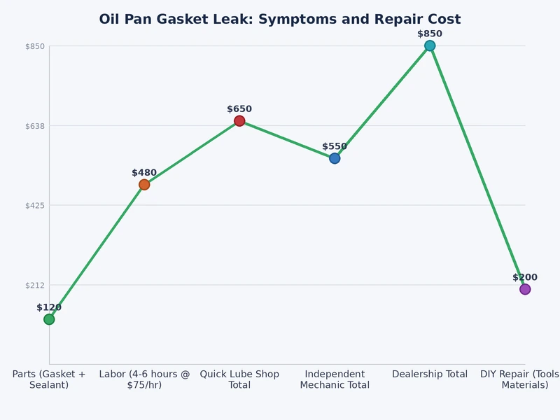 bar chart comparing oil pan gasket repair cost by vehicle type including economy sedan SUV truck and luxury vehicle