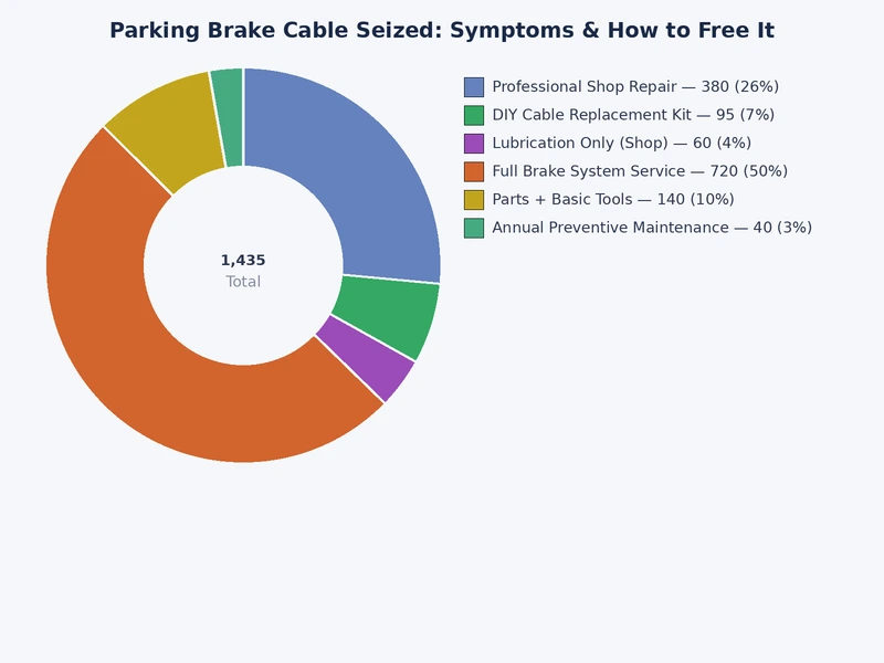 bar chart showing the most common causes of parking brake cable seizure ranked by frequency of occurrence